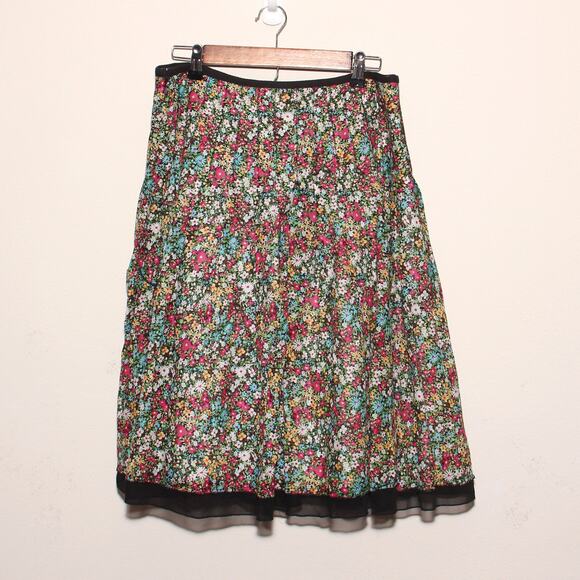 NEW Christopher & Banks Floral Pleated Cotton Skirt Size 8 - Picture 2 of 11